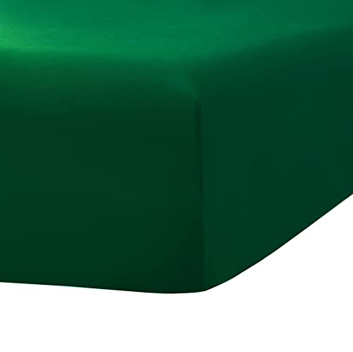 Image of Ghooss Full Size Fitted Sheet-Single Fitted Deep Pocket Sheet up to 14 Inch-Wrinkle-Fade-Stain Resistant-1 Pack(Forest Green,Full)
