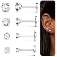 LOLIAS 4 pares 16G Acero Inoxidable Tragus Piercing para Mujeres