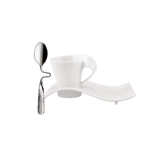 Villeroy & Boch – NewWave Tassen-Set 3 teilig Weiß, Spülmaschinenfest, Mikrowellensicher, Kaffeeservice Set, Kaffeebecher, Kaffeegeschirr Set, Kaffee Geschirr, Kaffeeservice Modern, Premium Porzellan