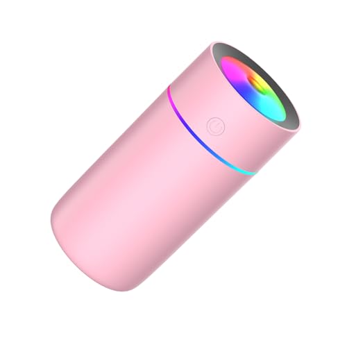 AMSLSIU Difusor humidificador de aire para coche, modos de pulverización, niebla agua fina, luces coloridas, purificador aire ABS tamaño pequeño, rosa