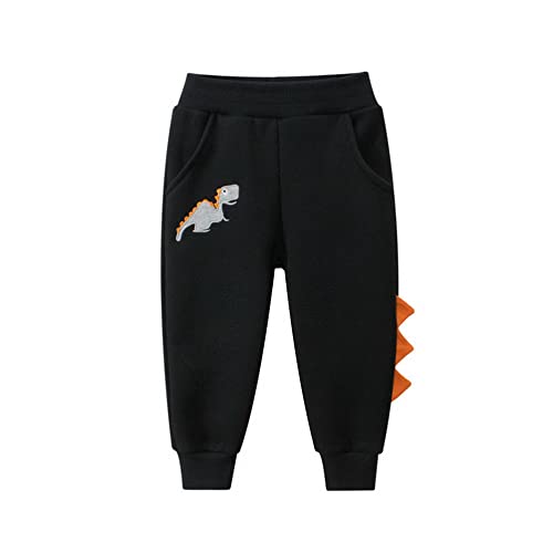 Toddler Boys Thick Cotton Dinosaur Jogger Pants,Kids Cartoon Sweatpants