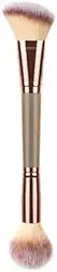 Pincel de maquiagem de ponta dupla - redondo e angular para rosto, bochecha, blush - cerdas sintéticas - marrom