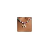 Dkodfi Colorful Initial Necklaces for Women – Bubble Letter Necklace - 14K Gold Plated Letter Beaded Choker, Dainty Cute Beach Boho Necklaces for Women Back-To-School Gift Jewelry Colorful Necklace