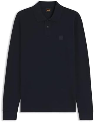 BOSS Herren Pirol Longsleeve-Poloshirt aus Interlock-Baumwolle mit tonalem Logo