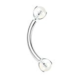 Piercing de nariz de titanio, 1 pieza de piercing de nariz con rosca interna para mujer con ágata de ópalo, 1.2x6mmx5mm, Metal, Perla