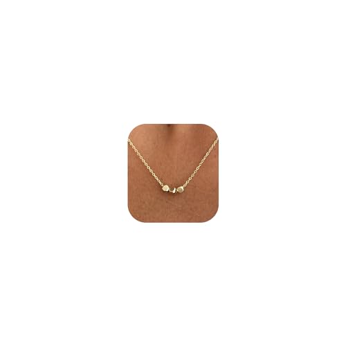 Image of Voduim Dainty Necklace Circle Infinity Sunflower Disc Teardrop Ball Pendant 14K Gold Plated Silver Dainty Necklace, Brass, No Gemstone