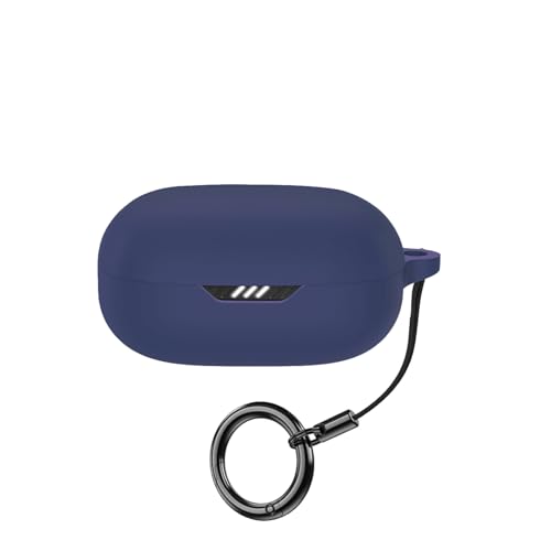 Case for JBL Wave Flex 2 Silicone Headphones Cover Wireless Earbuds Material Shockproof Unique Portable Protective with Carabiner (Blue)