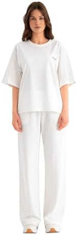 Stelias Oversize Tee Kolezyum Kadın Tshirt (Beyaz, M) - Görsel 2