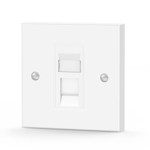 Image of LEENUE RJ45 Socket Cat6, Ethernet Socket, Single Ethernet Faceplate, RJ45 Network Wall Plate 1 Port with Keystone Jack, White