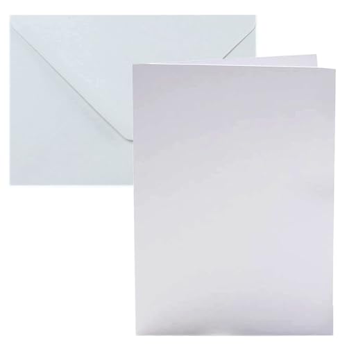 Pack of 50 A6 Blank Cards and Envelopes White 350 GSM Blank Cards and Envelopes for Card Making Eco-Friendly Papa Prints