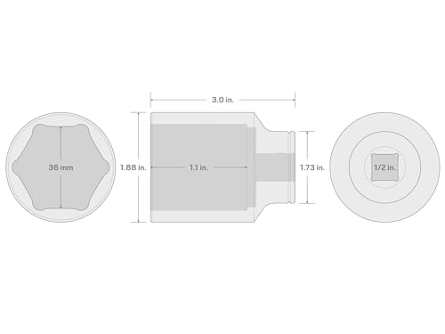 Image of TEKTON 1 /2 Inch Drive x 36 mm Deep 6-Point Socket | SHD23136