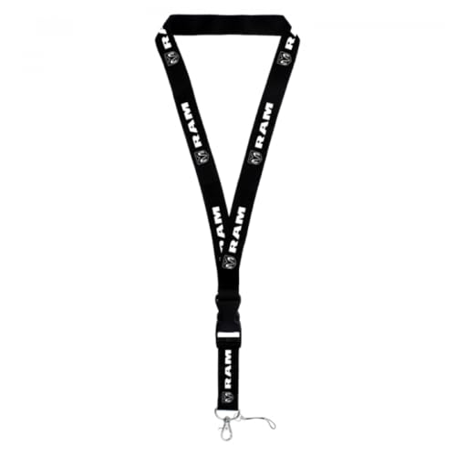 Au-TOMOTIVE GOLD Official Licensed for Dodge RAM White Word Black Universal Lanyard Neck Strap Key Chain