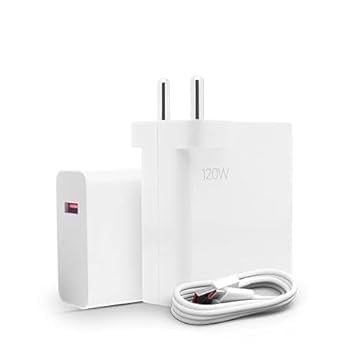 Image of Original 120W Super- Turbo Hyper Charging Combo for Redmi Note 9 /9 Power /9 Prime /Note 10 /Poco M2 Pro /Note 7 Pro /Note 9 Pro /Note 8 /Note 7 /Mi A1 /Mi A2 /Mi A3,USB Type C,White (DP69)