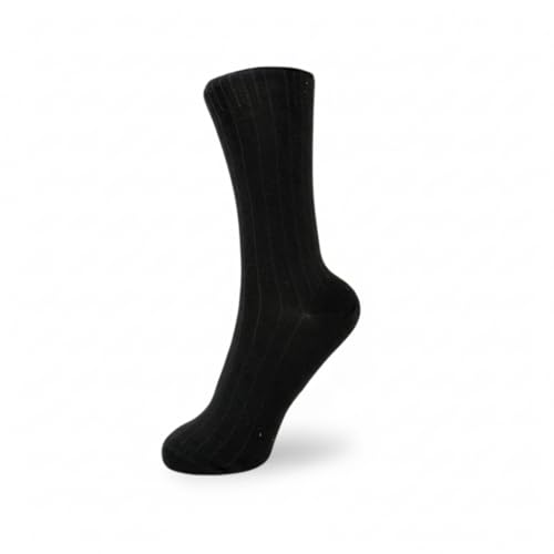 RockParty Men’s Ribbed Crew Socks – Soft Comfortable Cotton Blend, Breathable Stretch Fit Everyday Dress Socks – Multiple Colors (Black)