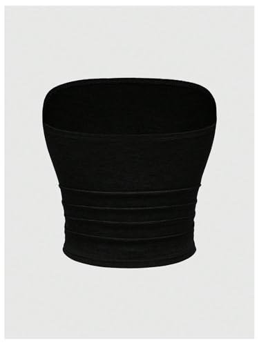 WDIRARA Women's Gothic Graphic Rhinestone Tube Top Strapless Grunge Punk Bandeau Crop Tops2