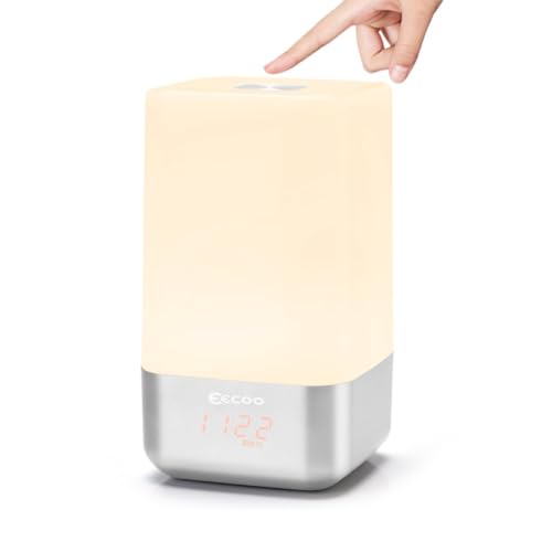 Reloj despertador Sunrise con luz de despertador, 5 sonidos naturales, cambio de color, recargable, batería de 3600 mAh, lámpara de noche perfecta para mañanas suaves
