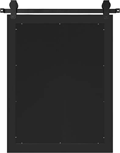 Farmhouse-Mirror-Barn-Door-Style-Rectangle-Solid-Wood-Frame-Wall-Mirror-Rustic-Decorative-Mirror-for-Bathroom-Entryway-Living-Room-Wall-Decor-28-x-22-Black Farmhouse Mirror Barn Door Style Rectangle Solid Wood Frame Wall Mirror Rustic Decorative Mirror for Bathroom Entryway Living Room Wall Decor 28 x 22 Black