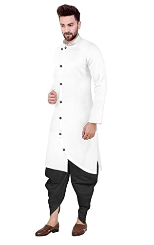 Image of Trustous Mens Cross Kurta Dhoti Set In Cotton