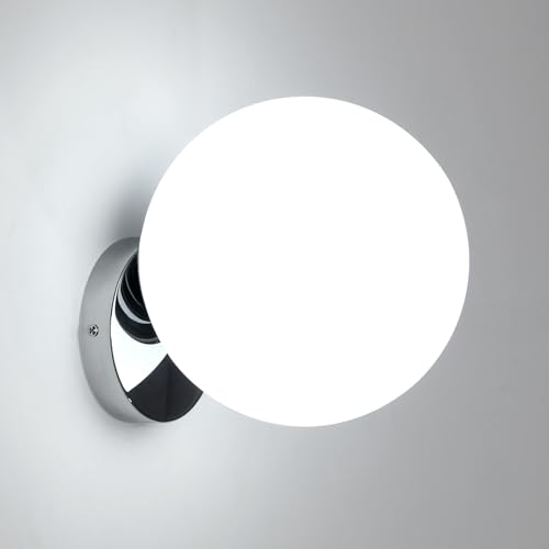 Comely Wandleuchte Innen, Moderne Kugelförmige Wandlampe mit Lampenschirm E27, Schlicht Wandbeleuchtung Innen für Schlafzimmer, Wohnzimmer, Flur, Treppenhaus