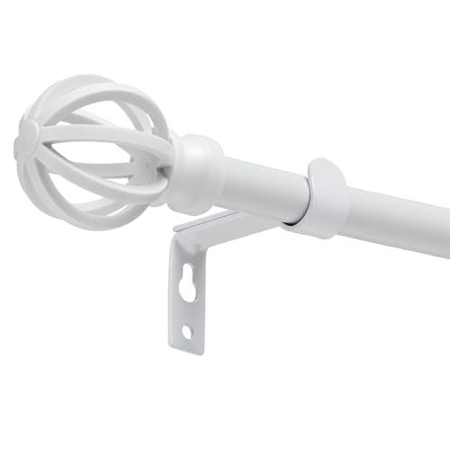 PadPure Tringle à rideaux réglable blanche (76-140 cm) de diamètre avec capuchon à motif perforé pour plafond/mur dans les pièces à vivre