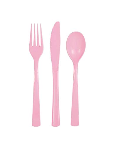 Light Pink Plastic Silverware Set for 6 Guests (18pcs)