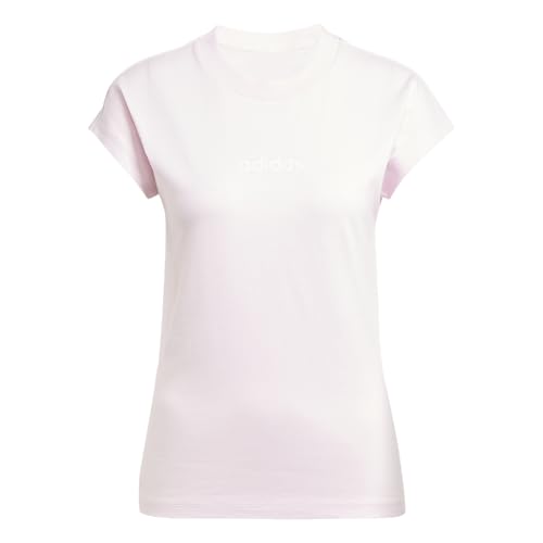 adidas Women's Linear Single Jersey Sportswear T-Shirt, Clear Pink/White, X-Small