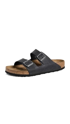 Birkenstock Arizona Soft Footbed Unisex Suede Sandal, Black Birko-Flor, 9-9.5 Women/7-7.5 Men