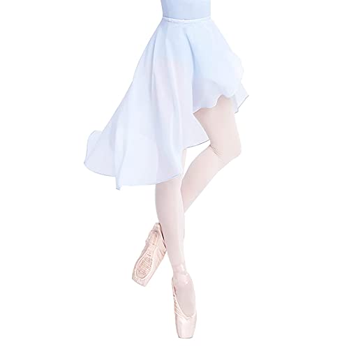 Kadble Ballet Dance Chiffon Skirt For Women/Girls, Adjustable Waist Wrap Skirt (White) #TOP3
