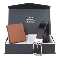 Image of Amicraft Men's Combo Pack Of Wallet & Belt Free Size Upto 44 Inches|