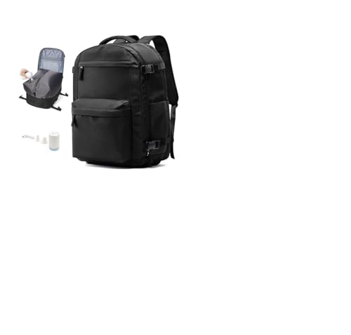 WONHOX Vacuum Seal Backpack for Travel with Air Pump Daypack Carry on Flight Approved Compression Laptop Space Saver Bags Storage with Vacuum System 18x14x8 inches Travel Essentials Bag Women Black