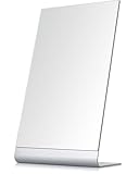 NEZZOE Frameless Makeup Mirror for Desk, 15 x 8.5 Inch Aluminum Standing Table Mirror, Large Counter Top Mirror