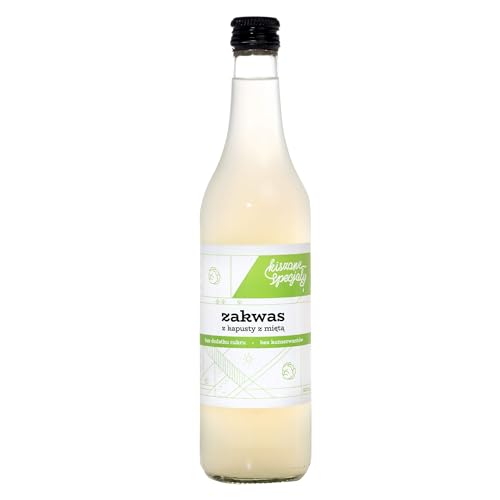Kiszone Specjały - Fermentierter Weißkohl mit Minze - Erfrischender, natürlich fermentierter Sauerkrautsaft mit Minze, Probiotisch, 500ml