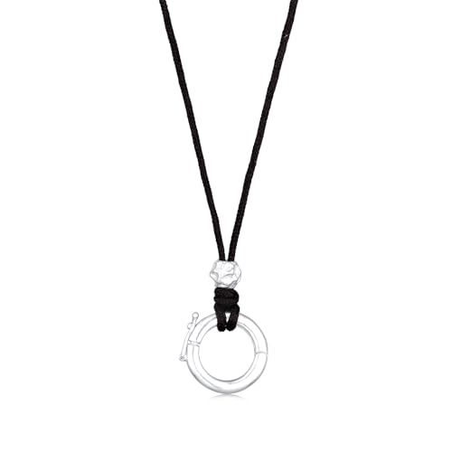 Collier pour homme en nylon noir avec porte-breloque argent 925 Kuzzoi chaîne moderne 70 cm