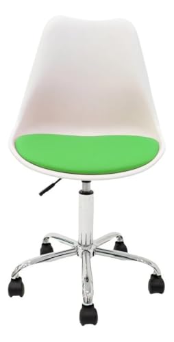 Image of Amazon Brand - Umi Height-Adjustable Modern Revolving Rotary Arm Office Study Desk Chair - Ideal for Spa, Bar, Home - White & Light Green Color