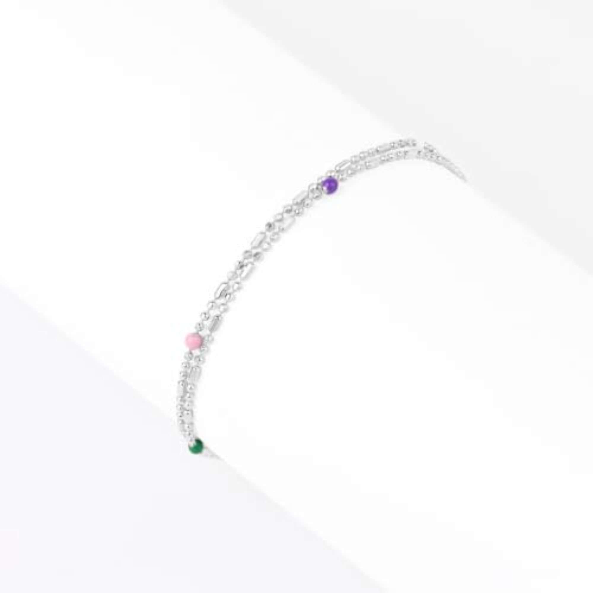 Women's 925 Sterling Silver Colour Pop Layered Bracelet