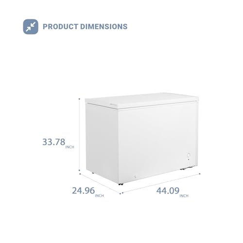 Techomey 14 Cu.Ft Chest Freezer with 7 Adjustable Thermostat & Removable Basket, Chest Deep Freezer with Wheels for Garage, Basement, White