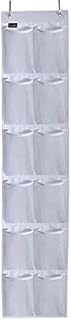 Misslo Heavy Duty Over Door Shoe Storage Organiser Hanging Shoe Rack for Narrow Door Holder Wardrobe with 12 Mesh Pockets and Metal Hanger(White)