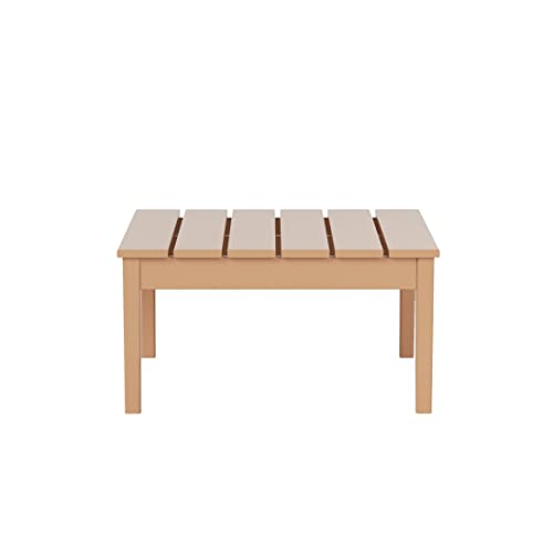 Westintrends Ashore Outdoor Coffee Table, 32 Inch All Weather Poly Lumber Adirondack Patio Coffee Table Square Low Table, Teak #TOP4
