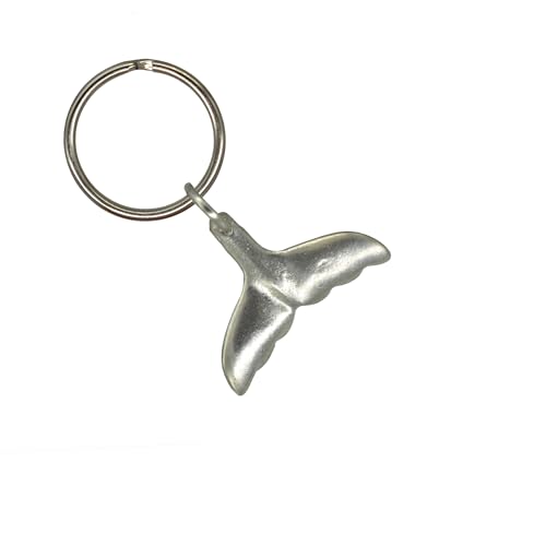 Whale Tail Keychain, Pewter, M640KC, 1 1/2”, 100% Handmade in the USA, Humpback Whale Keychain, Whale Fluke Key Chain, Key Ring, Key Fob, Whale Gift, 200 Mammal Designs Available.