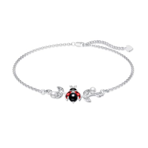 Ladybug Bracelet Sterling Silver Lady Bug Bracelet Ladybug Jewelry Gifts for Women