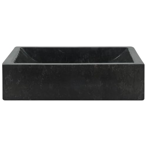 vidaXL Waschbecken 45x30x12cm Marmor Waschschale Waschtisch Aufsatzwaschbecken Waschplatz Handwaschbecken Becken Bad Aufsatzbecken Hochglanz-Schwarz