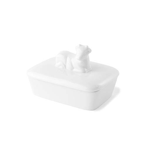'Holst Porcelana Bud 016 Mantequera Vaca 2 Piezas, Color Blanco, 16.5 x 12.5 x 10.5 cm