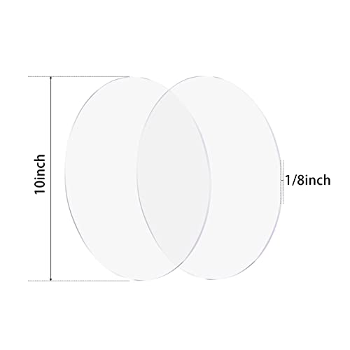 Image of 2 Pieces 1 /8 inch Round Plexiglass Sheet, 10 Inch Diameter Clear Acrylic Circle, Cake Disk Acrylic Sheet, Plexiglass Table Top, Round Acrylic Backdrop