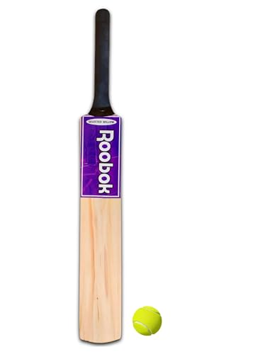 Image of Popular Willow Cricket Bat, Size 3, Natural Wood with Purple and Beige, Selected Willow, Tennis Ball Included, for 8 Years Age Group (Pack of 1)