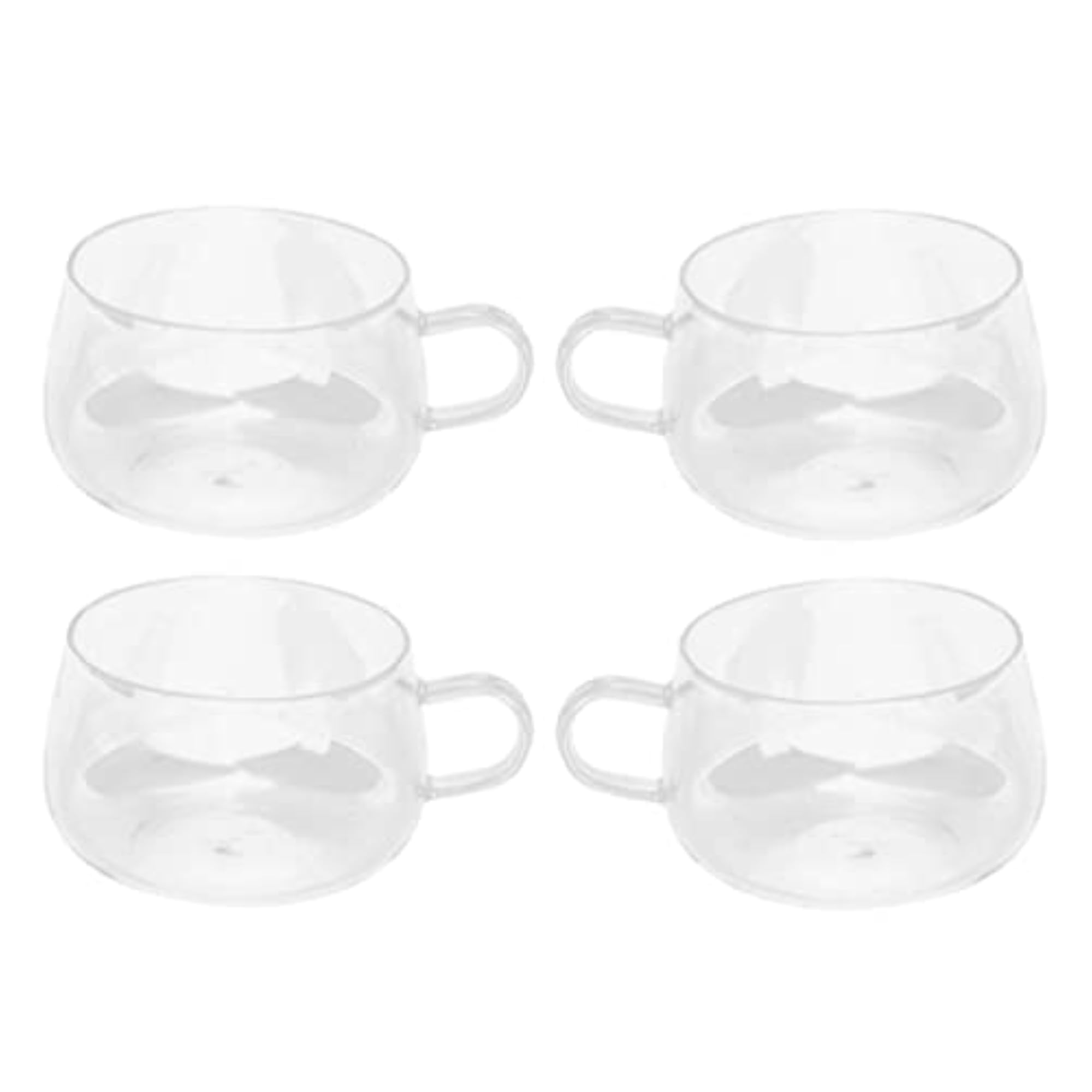 Handmade Round Double Wall Clear High Borosilicate Cup with Handle