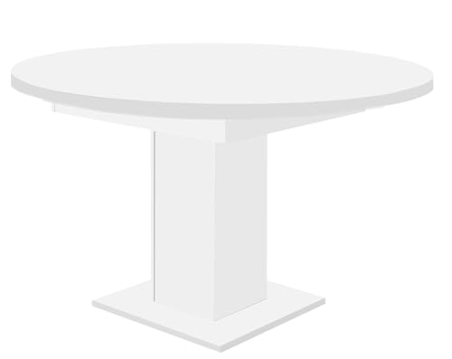 möbelando Esszimmertisch Speisentisch Esstisch Tisch Küchentisch Holztisch Judd III Blanco/Edelstahl