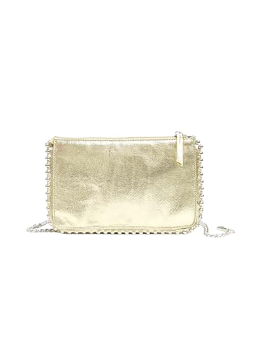 MakeMeChic Women's Metallic Beaded Design Crossbody Bag Studded Chain Strap Party Handbag Purse