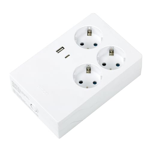 SIMON - Base Multifix, Enchufe Múltiple, 3 Tomas Shuko 16A y 2 USB A+C, Carga Rápida Quick Charge, Regleta con Toma Tierra, Instalación Empotrada, Pared o Superficie, Ladrón 250V, 3680W, Color Blanco