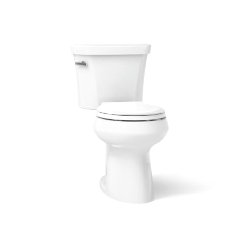 Kohler K-5481-0 Highline Comfort Height Two-Piece Round-Front 1.28 gpf Toilet with Class Five Flush Technology and Left-Hand Trip Lever White