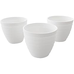 Maceta Plastico Blanca Mypicompany. Maceteros Decorativos Interior. Macetas Exterior Grandes. Macetas pequeñas. Macetas Plastico de Varios Tamaños y Colores. (15 CM, Blanco)